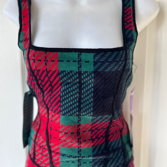 Johnny Wujek  Plaid Corset Sweater Top - Picture 1 of 8